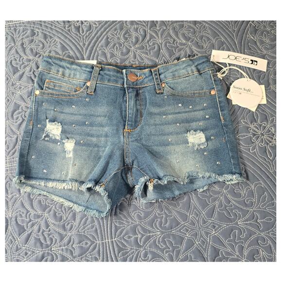 Joe's Jeans The Markie Mid Rise Cut Off Denim Short Girls with Sparkles Size 8 - Picture 3 of 9